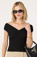 Ruched off shoulder top