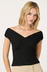 Ruched off shoulder top