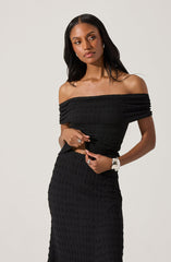 Off Shoulder Textured Knit Top