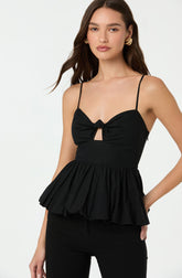 Cutout Bubble Peplum Top