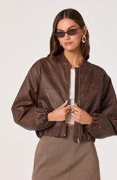 Faux Leather Bomber Jacket