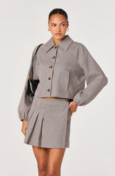 Cropped Tailored Balloon Sleeve Jacket