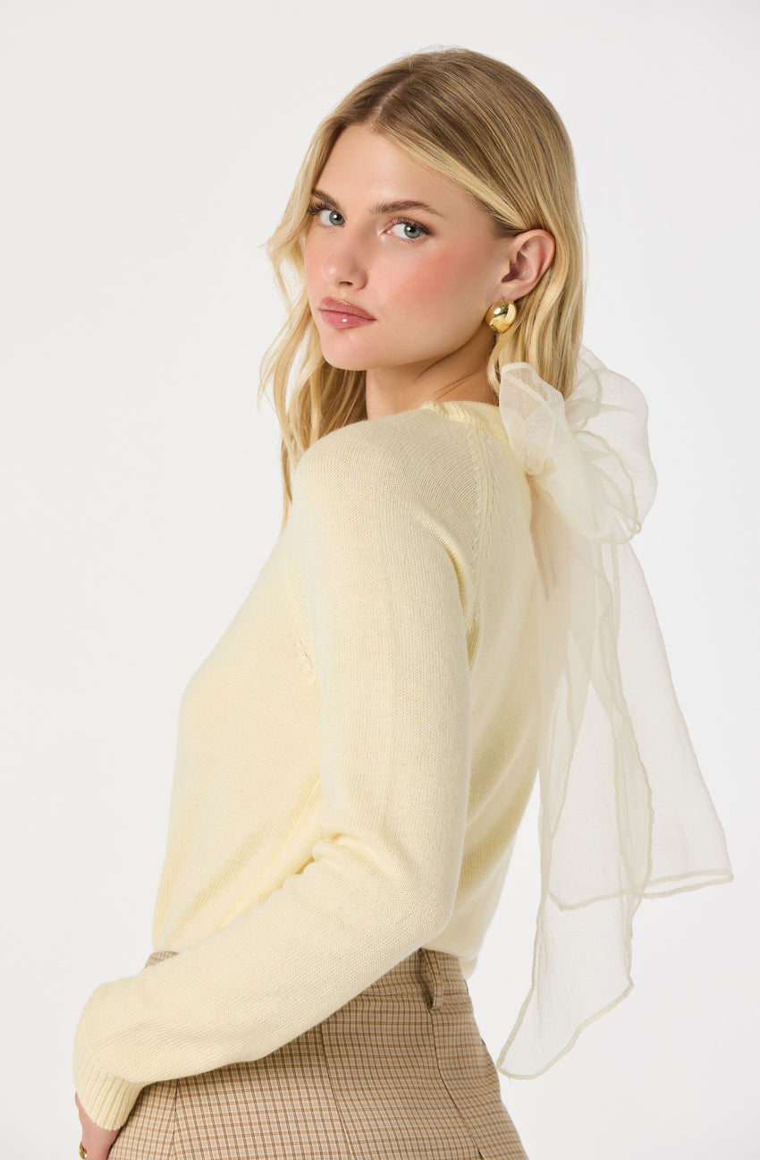 Tie-Back Organza Bow Sweater