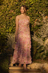 Estefany Strapless Pleated Maxi Dress