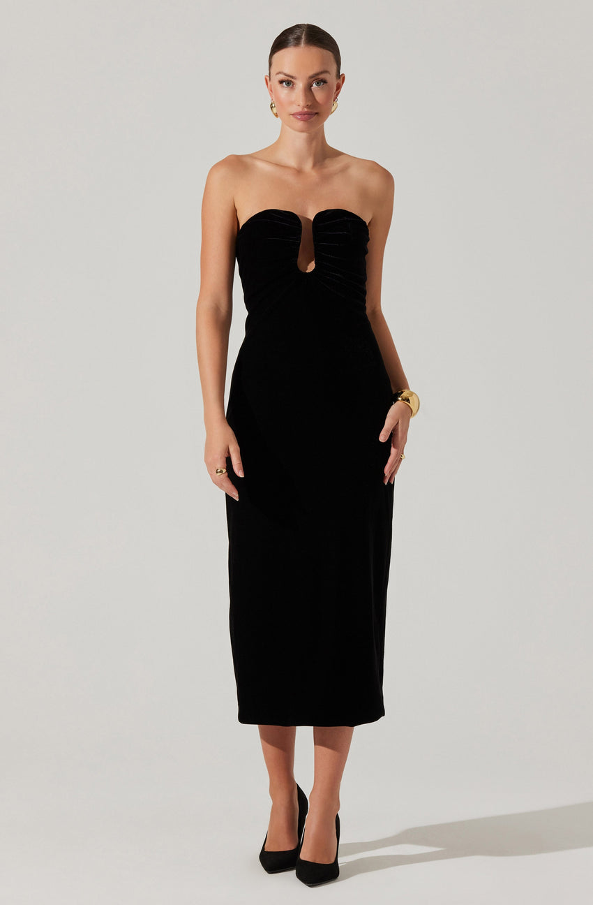 Arista Sweetheart Velvet Midi Dress