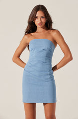 Mazzei Strapless Denim Mini Dress
