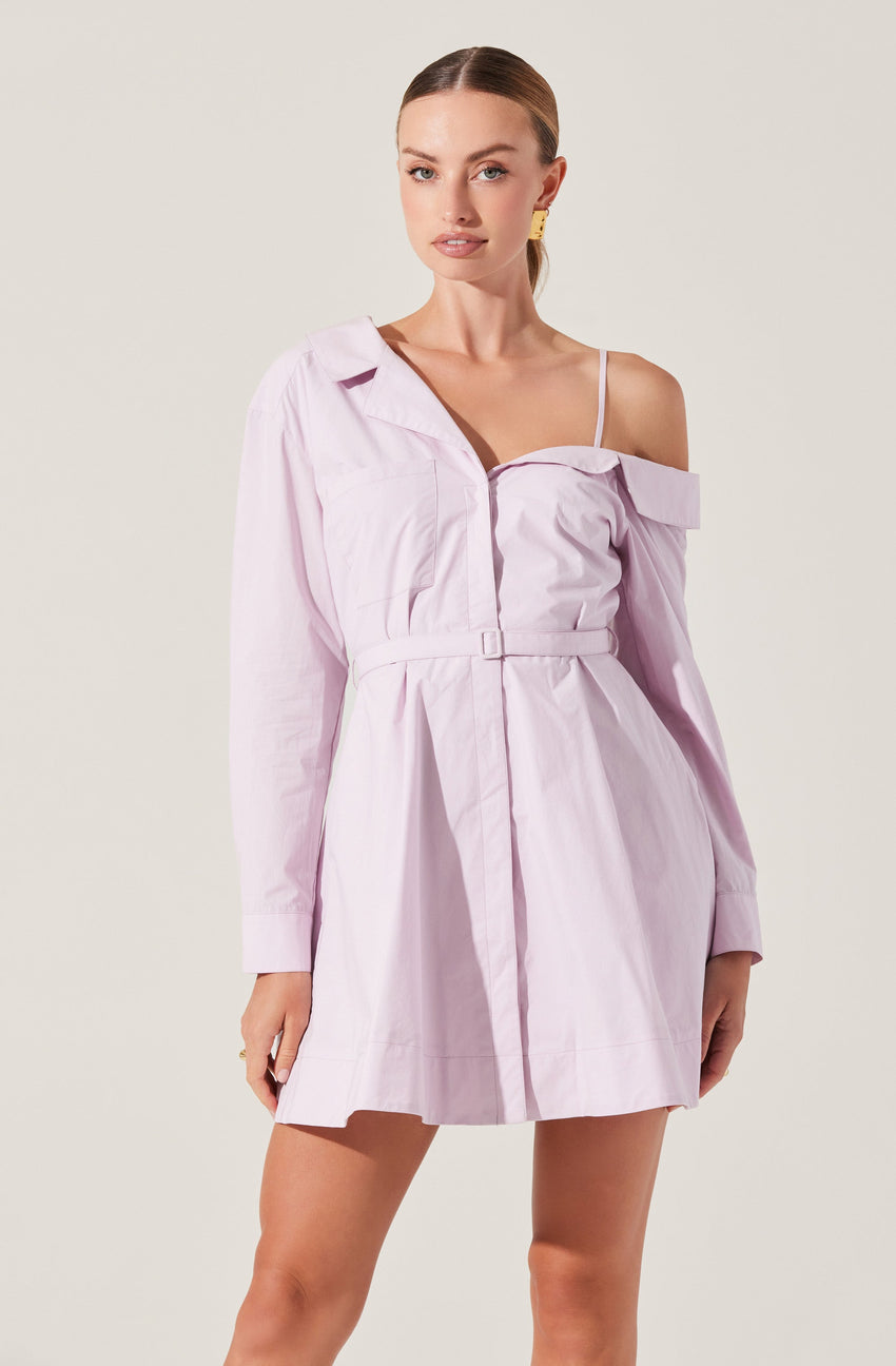 Aveni Off Shoulder Mini Shirt Dress