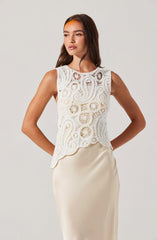 Martina Crochet-Layered Satin Dress