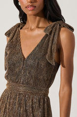 Desma Metallic V-Neck Maxi Dress