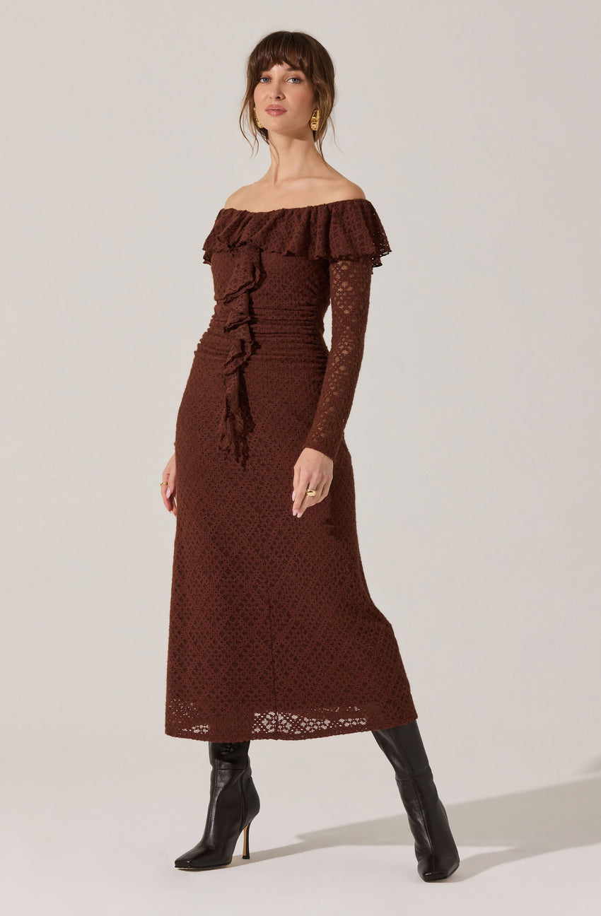 Dorian Ruffle Off Shoulder Dress