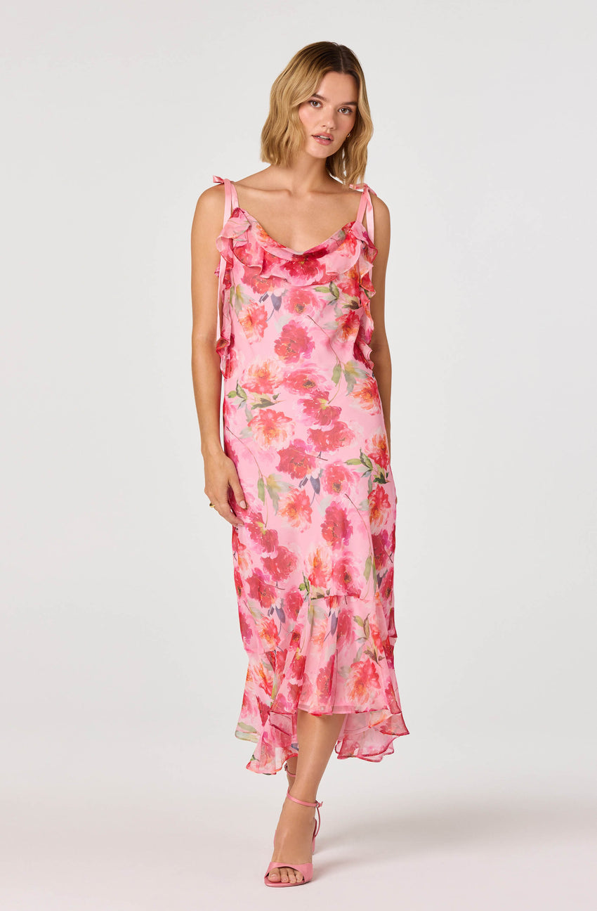 Nissa Floral Ruffle Midi Dress