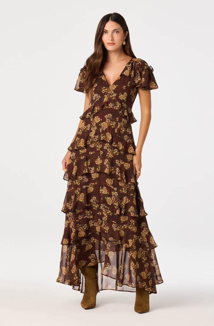Odalys Flutter Sleeve Maxi Dress