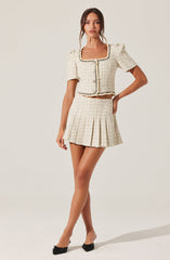 Zoela Pleated Tweed Skort