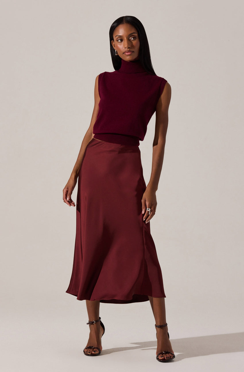 Windey Satin Midi Skirt