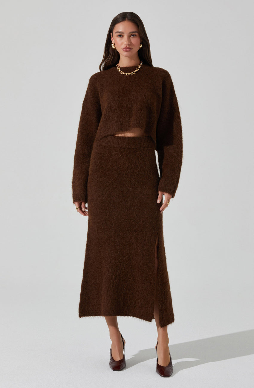Sinisa Brushed Wool Midi Skirt