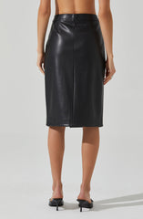 Ladonne Faux Leather Midi Skirt
