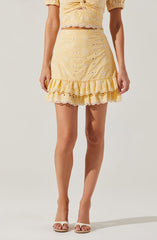 Evelin Eyelet Ruffle Mini Skirt