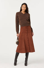 Zoya Faux Suede Midi Skirt