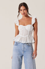 Baylin Eyelet Peplum Corset Top