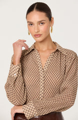 Laurel Diamond Print Long Sleeve Top