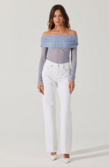 Diamante Lace Off Shoulder Top