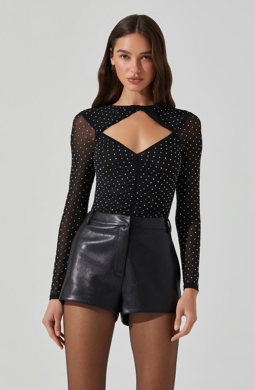 Ancira Rhinestone Mesh Bodysuit