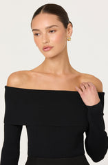 Lidia Ribbed Off Shoulder Sweater