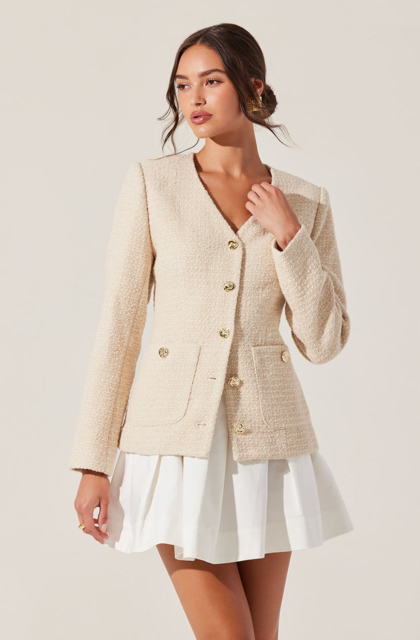 Lysanor Collarless Tweed Jacket