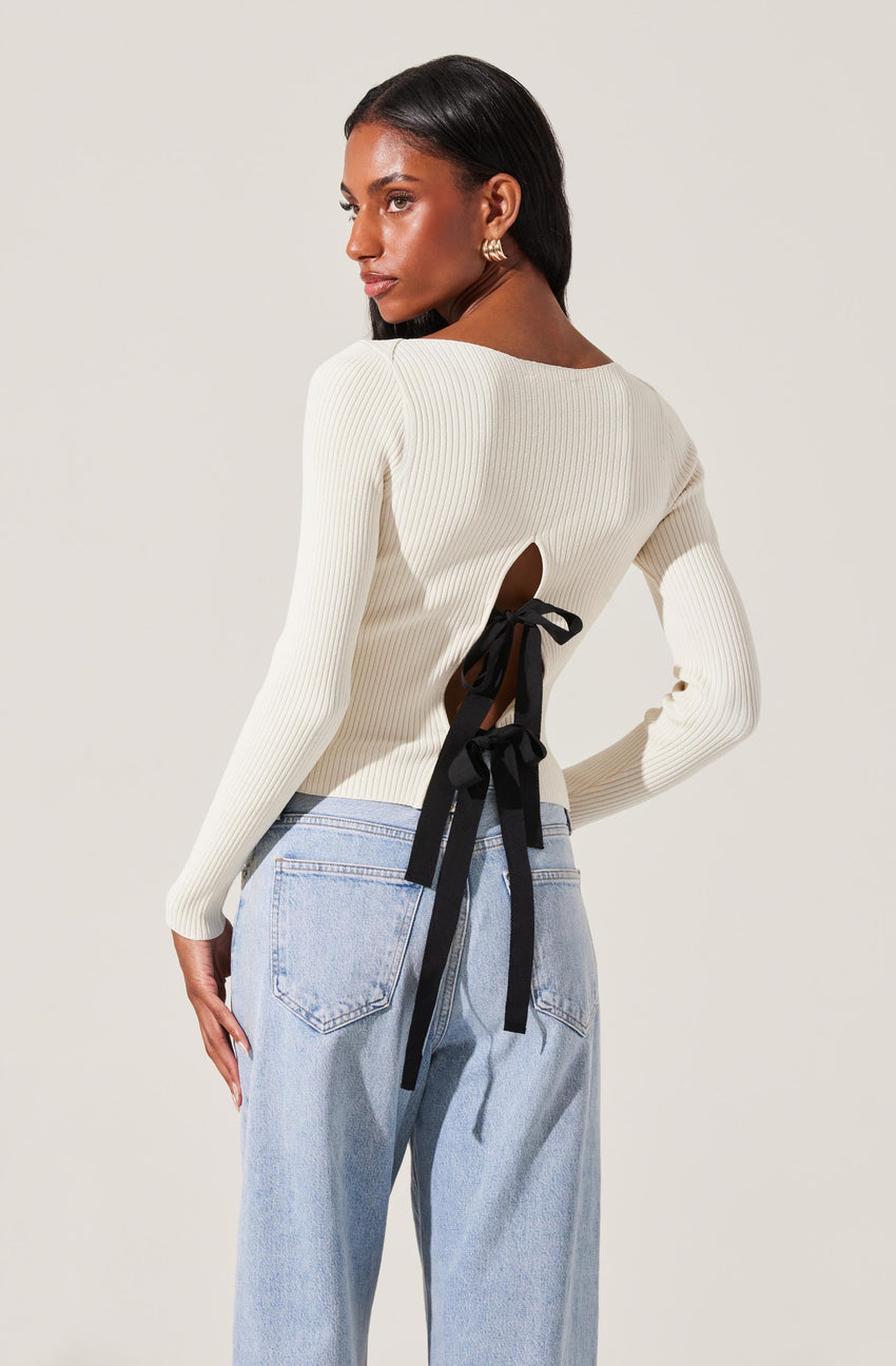 Lauryn Contrast Bow Back Sweater