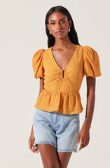 Mylah Puff Sleeve Peplum Top