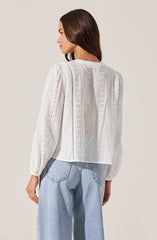 Aneska Broderie Button Up Top