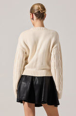Pennina Pearl Embellished Cable Sweater