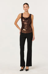 Leanne Metallic Cowl Neck Top