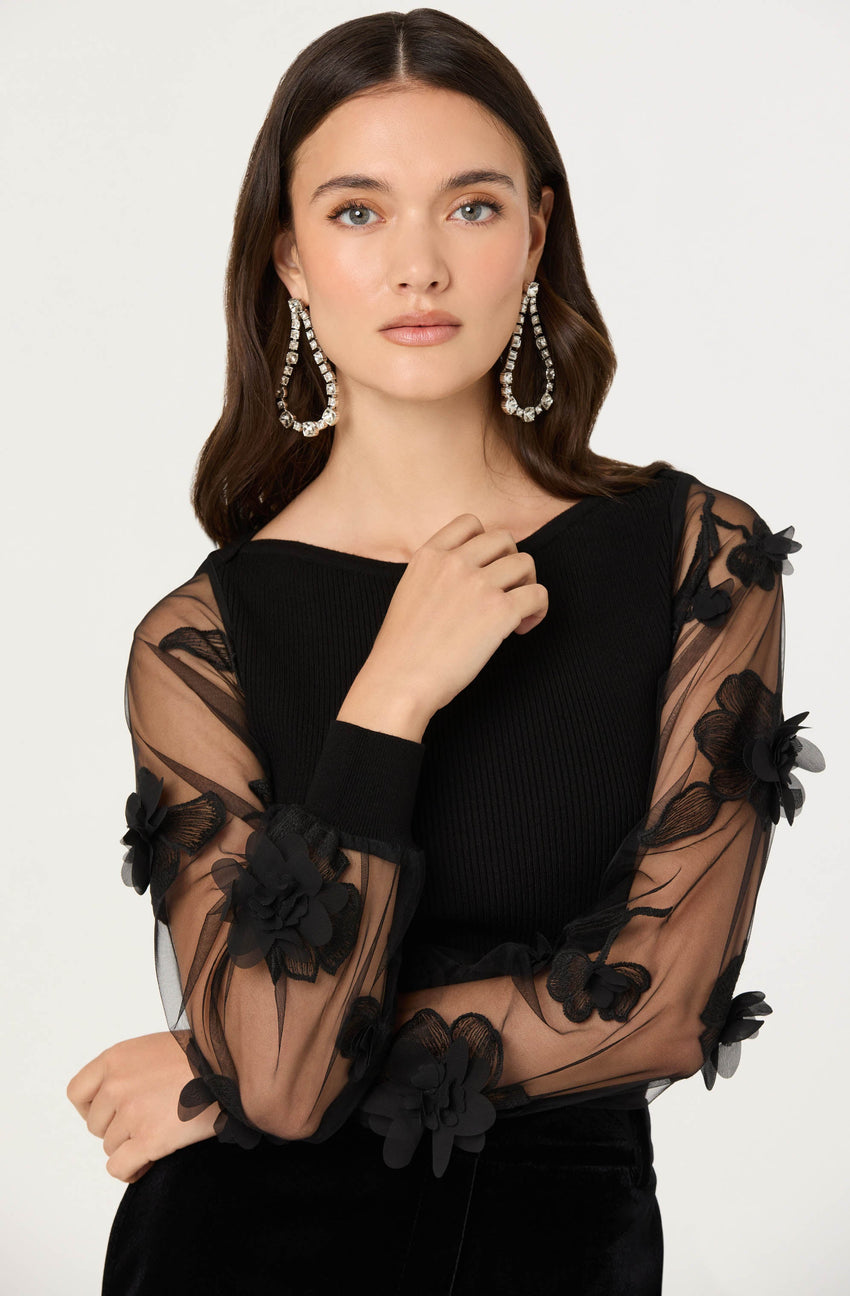 Meagan Floral Applique Sweater