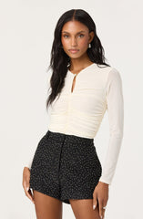 Yasmine Mesh Ruched Top