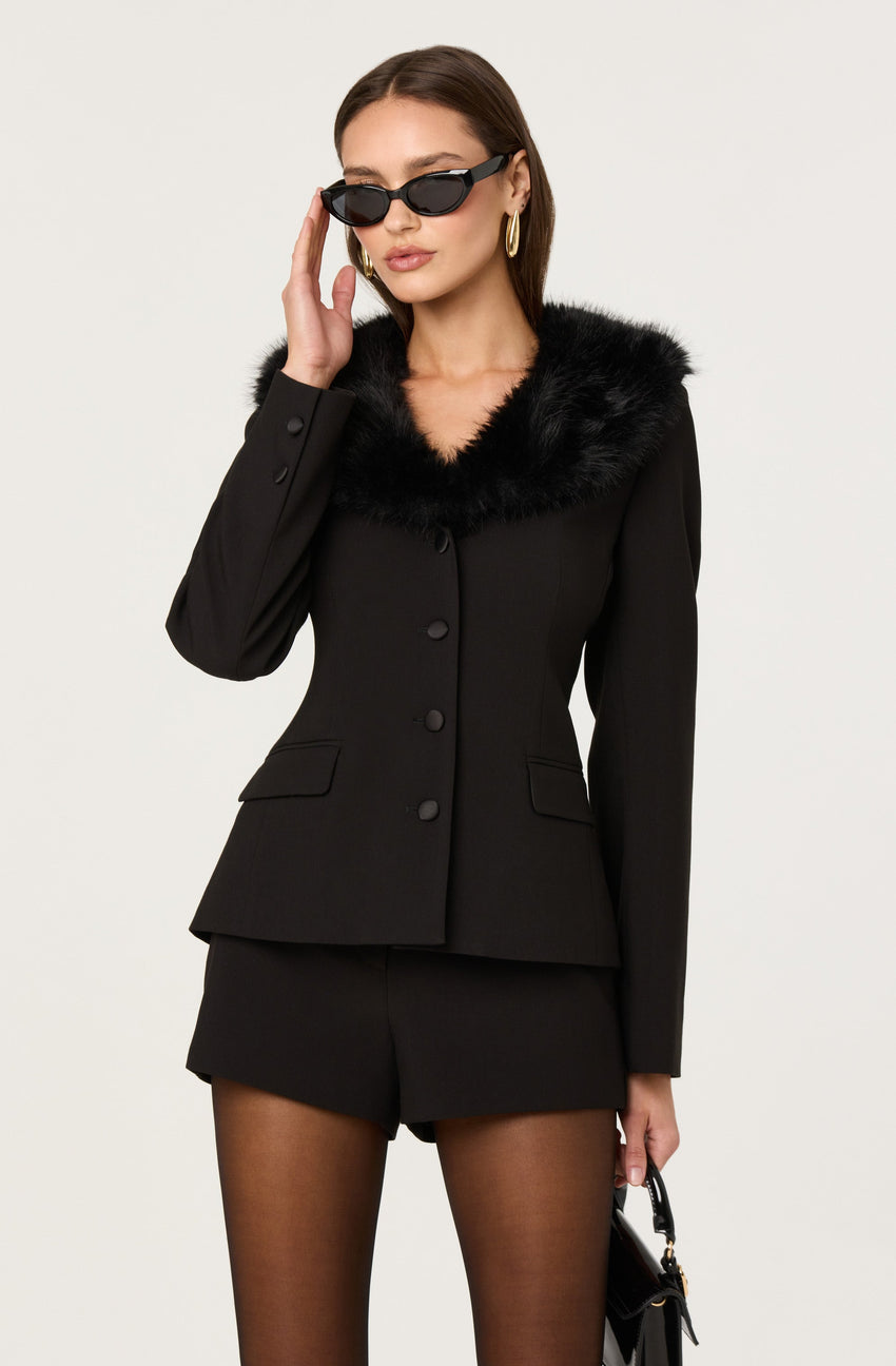 Stefani Faux Fur Trim Jacket