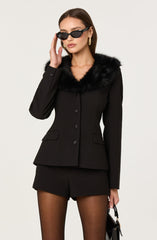 Stefani Faux Fur Trim Jacket