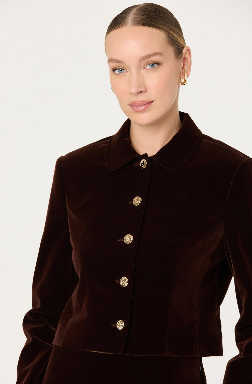 Vox Velvet Button Front Jacket