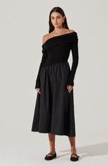 Mixed Media Off Shoulder Dress