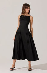 High Square Neck Midi Dress