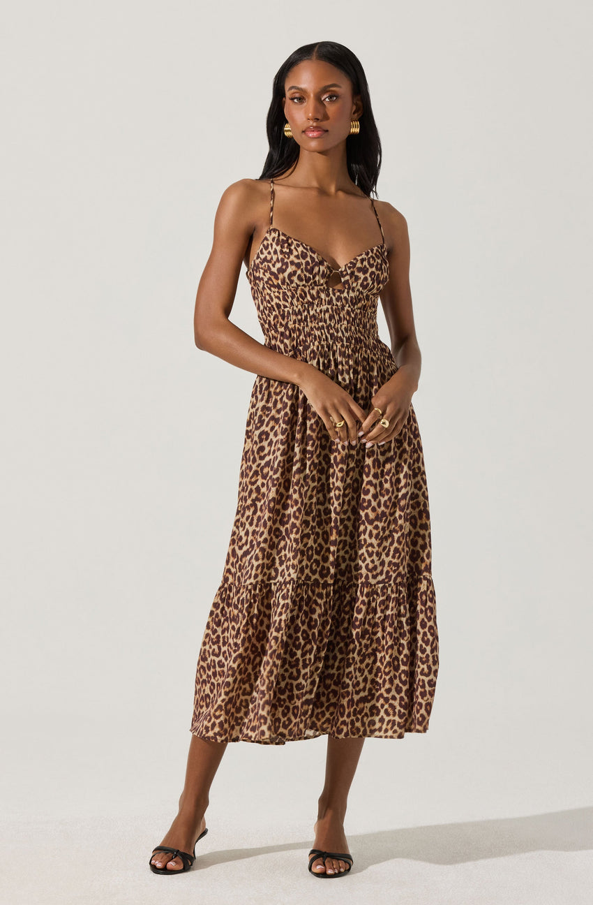 Eleni Leopard Print Midi Dress