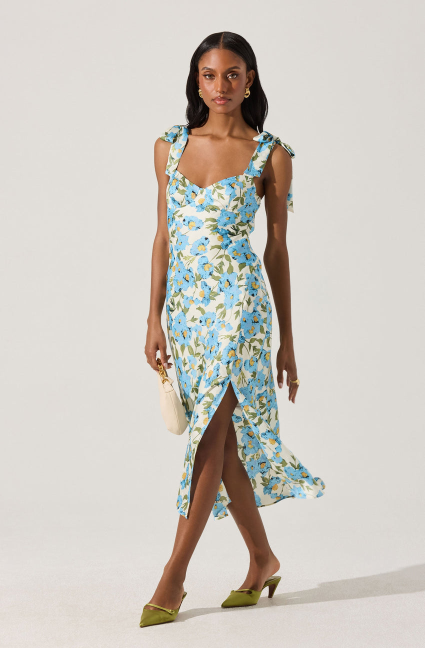Sweetheart Bow Strap Midi Dress