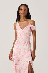 Asymmetric Shoulder Strap Midi Dress