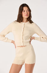Scalloped Trim Sweater Shorts