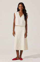 Woven A-Line Midi Skirt