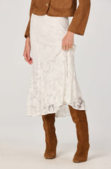 Lace Godet Midi Skirt