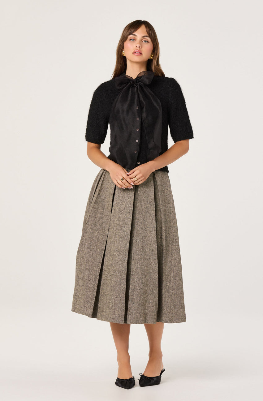 Wide Pleat Midi Skirt