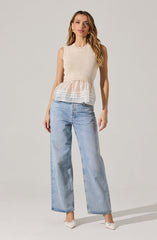 Sheer Peplum Sweater Vest