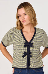 Contrast Bow Front Cardigan