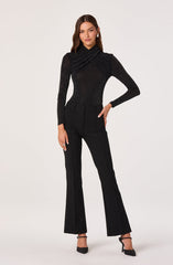 Embellished Crossover Mock Neck Top